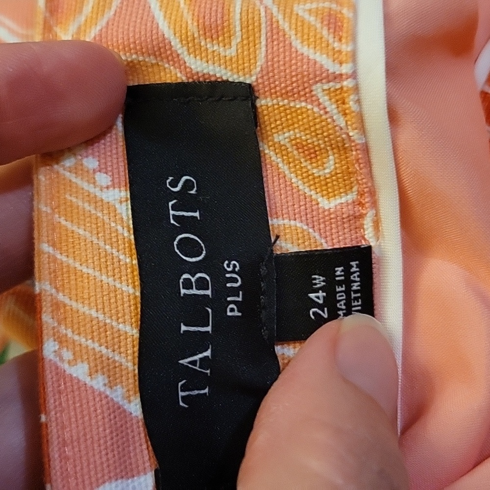 TALBOTS | Colorful Bright Floral Tropical Print Cotton Blend Skirt - Size 24W - Picture 6 of 7
